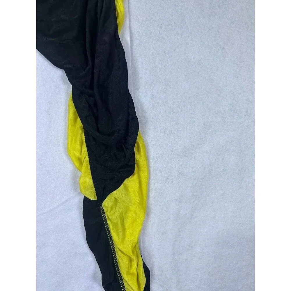 Vintage Nike Stirrup Leggings Pants Black Yellow Ruched Stacked Womens Size M